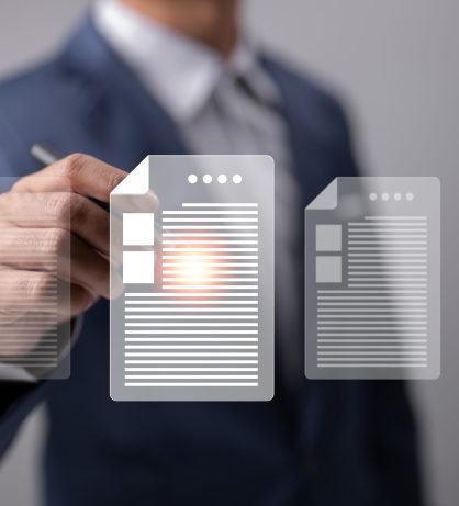 Company people signing electronic contracts for future business Company people signing electronic contracts for future business contracts, paperless offices, and digital paperwork.